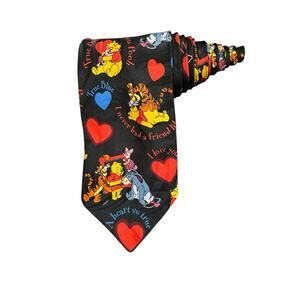 Disney Winnie The Pooh True Blue I Love You Hearts Tigger Eeyore Piglet Necktie